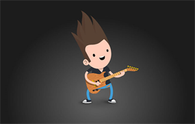 Q版男孩弹吉他flash动画